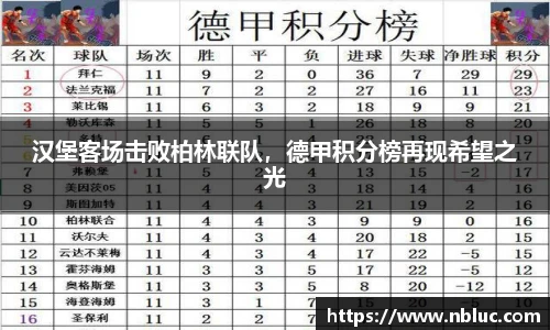 汉堡客场击败柏林联队，德甲积分榜再现希望之光